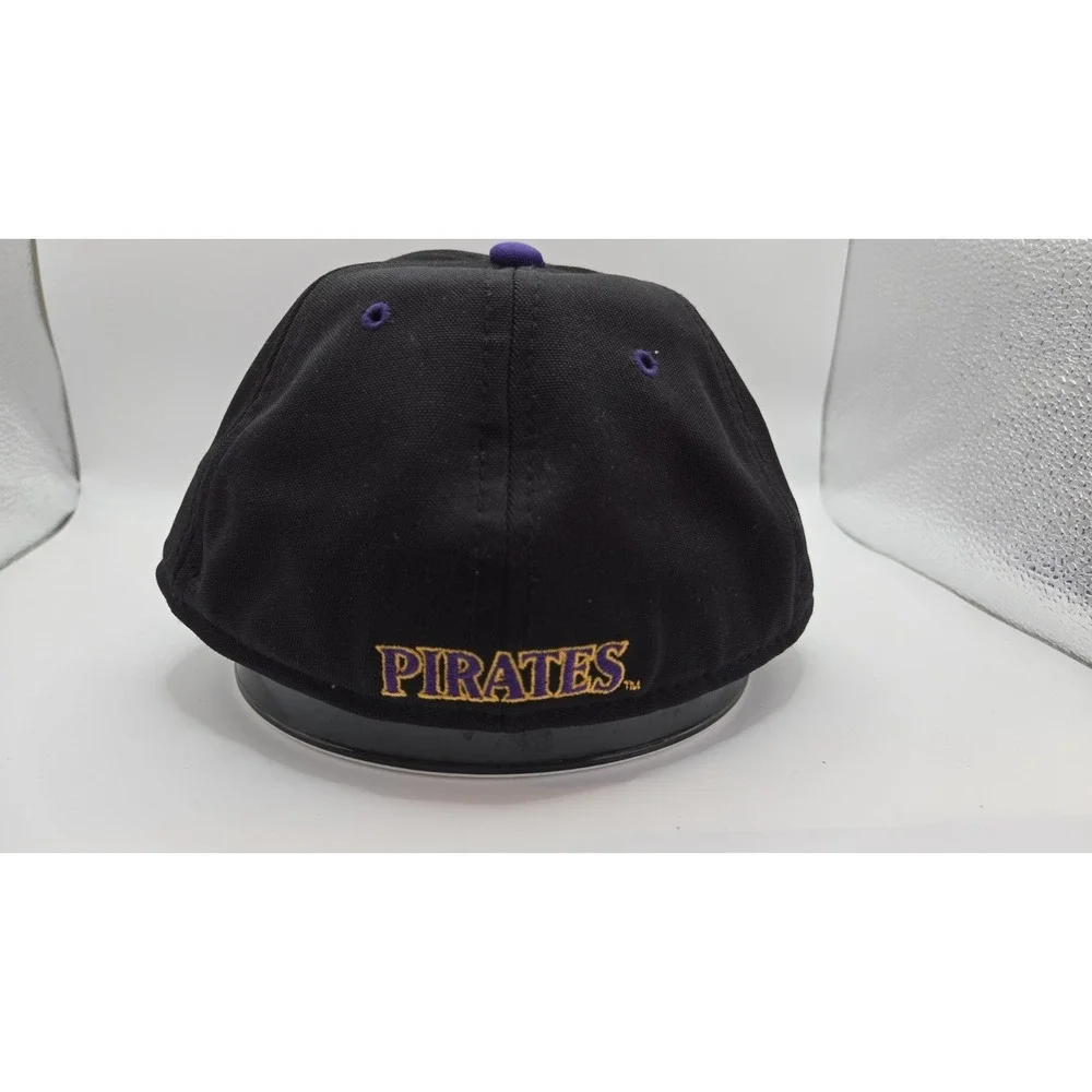 ECU Pirates Fitted Hat Size 7 The Game Pro GameTek Black Purple Flat Bill Cap